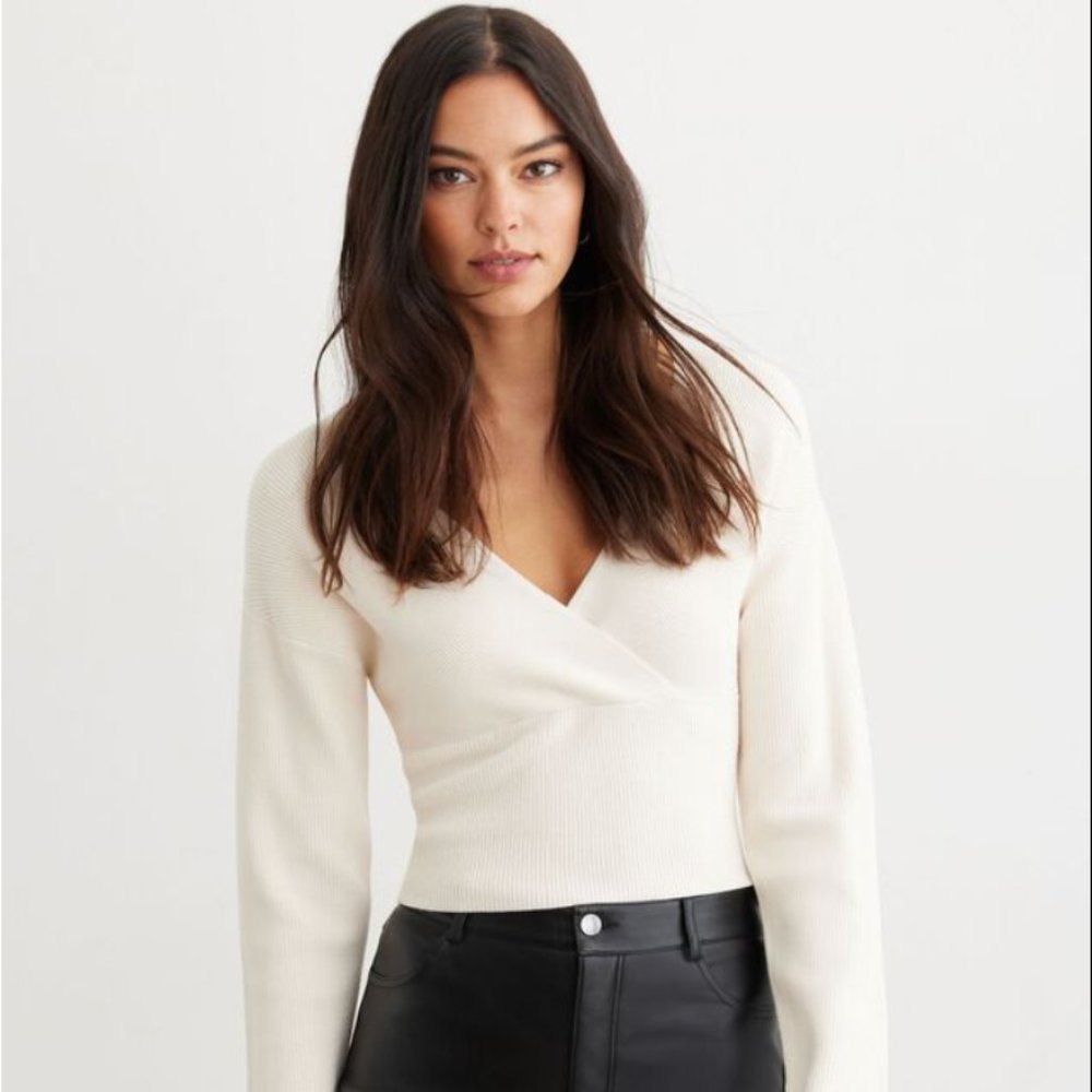 NWT Dynamite Faux-Wrap Ribbed Sweater XL